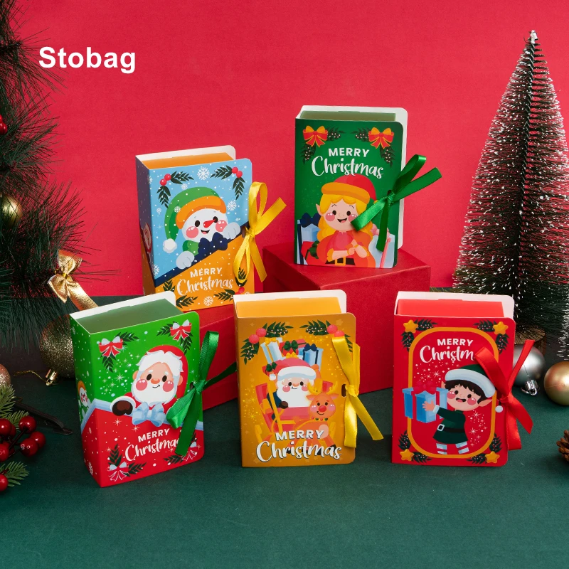 StoBag 20pcs Abielluda Jõulud kinkekarbis Jõupaber Raamatuid Candy Pakendi Jõuluvana Lapsed Laps Õnnelik Puhkus Aastas Pool Soosib Pilt 0