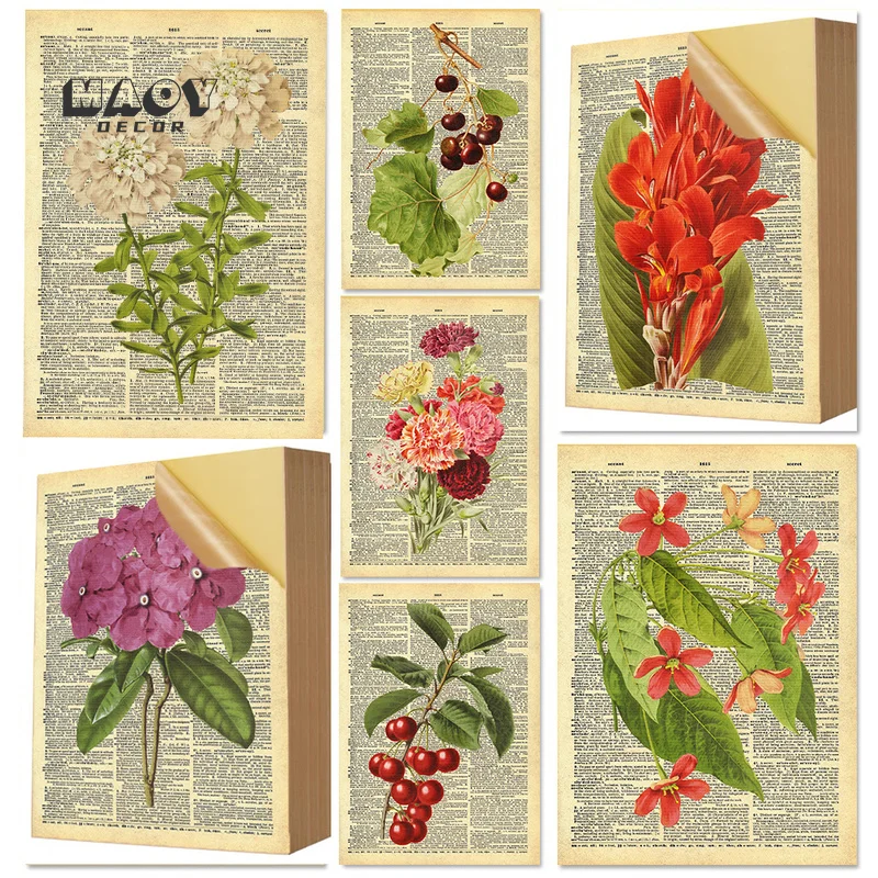 Retro Botaanika Ajaleht Tapeet Plakat Hydrangea Lill Krüsanteem Määramine Skeem Skeem Illustratsioon Seina Kleebis Pilt 0
