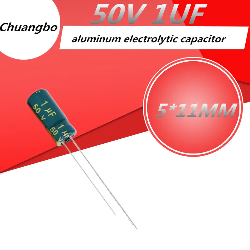 20pcs/palju Higt kvaliteedi 50V1UF 50V 1UF 5*11MM madala ESR/takistus kõrge sagedusega alumiinium-elektrolüütkondensaatorid 50V kondensaatori 1UF 5*11MM Pilt 0