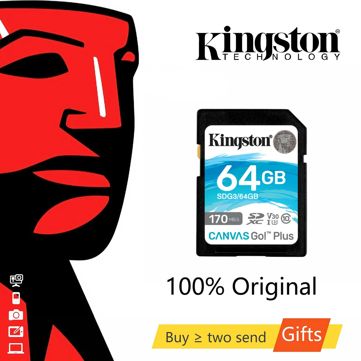 Kingstoni SD-Kaardi 128GB SDHC SDXC-v30 eluviis kodukinosüsteemid U3 mälukaart 32GB Class10 4K 90MB/s 64GB 256GB cate sd Kaameratele. Pilt 0