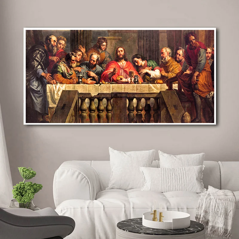 Klassikaline Seina Art Jeesuse Viimase Õhtusöök Lõuendile Maali Nordic Joonis Plakatid ja Prindib Pildi elutuba Decor Cuadros Pilt 1