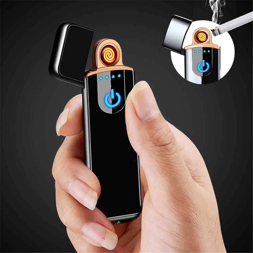 Dual Arc Kergem LED Ekraan Aku USB-Elektrilised Plasma sigaretisüütaja Sõrme Touch Smart Elektroonilise Kergem Jaoks Suitsetaja Kingitus Pilt 4