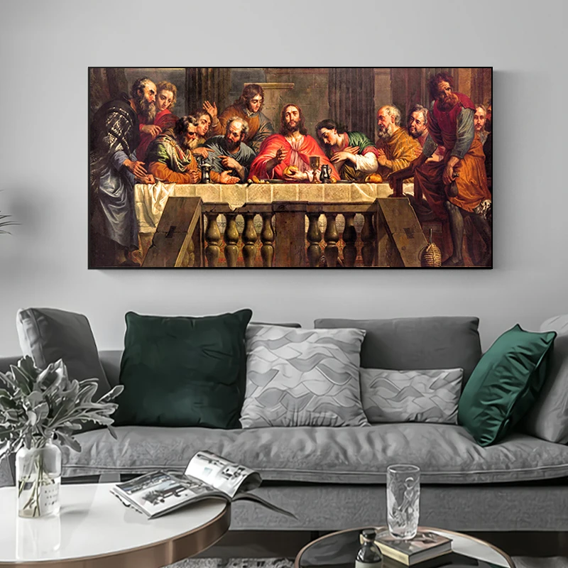Klassikaline Seina Art Jeesuse Viimase Õhtusöök Lõuendile Maali Nordic Joonis Plakatid ja Prindib Pildi elutuba Decor Cuadros Pilt 4