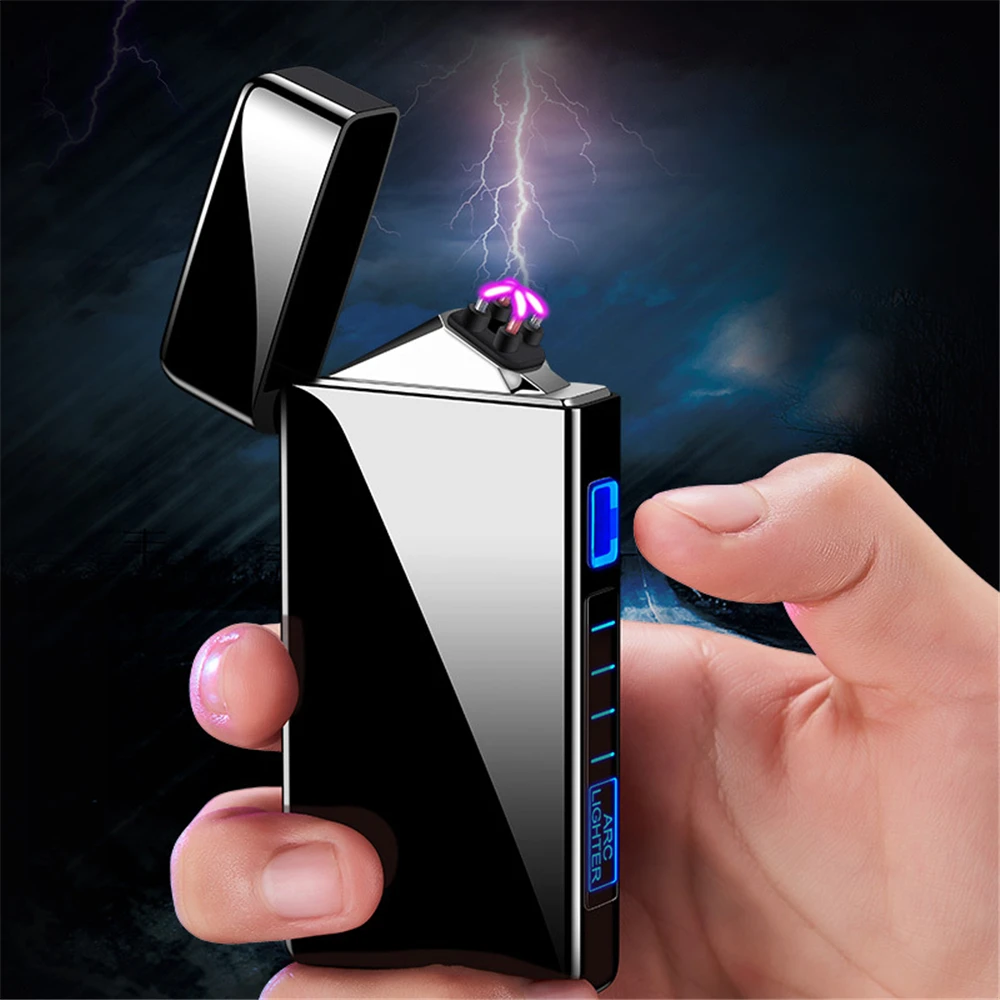 Dual Arc Kergem LED Ekraan Aku USB-Elektrilised Plasma sigaretisüütaja Sõrme Touch Smart Elektroonilise Kergem Jaoks Suitsetaja Kingitus Pilt 5