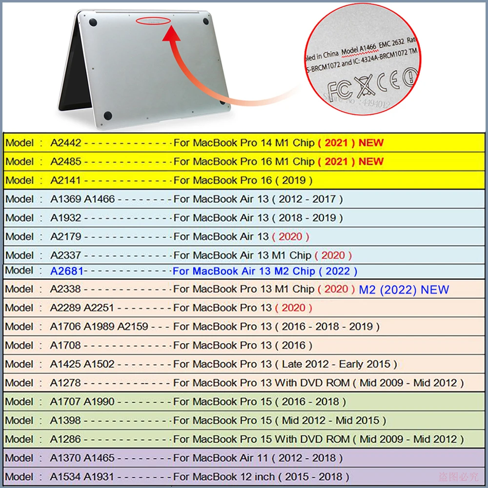 Uus A2485 Laptop Case For Macbook Pro 16 Juhul A2442 M1 Pro 14 15 13 12 Touch Kate ID Mac book Air M2 Juhul A2681 A2337 A2179 Pilt 5