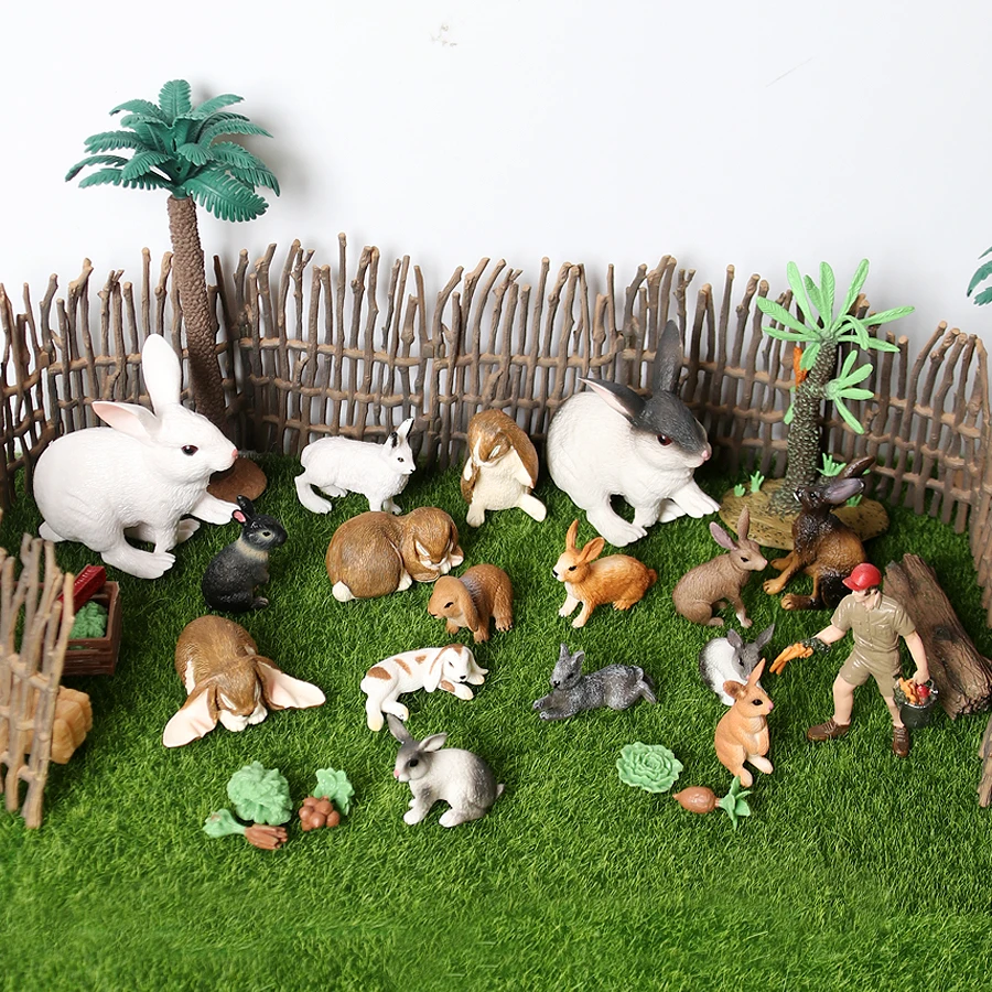 Simulatsioon Põllumajandusloomade Küülik Tegevus Joonis,Lop Arktika Jänese Loomade Miniatuurne Mudel, Haridus Mänguasjad Kingitus Home Decor Pilt 0