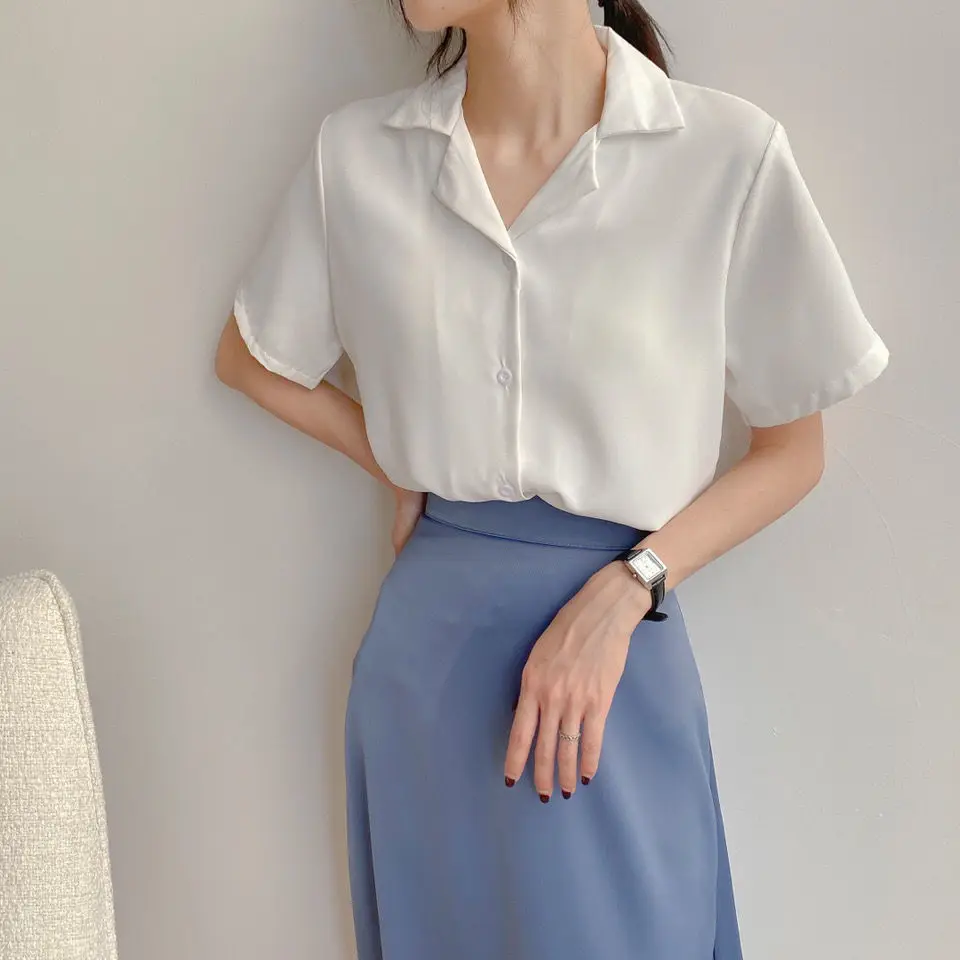 Särgid Naiste Elegantne Sifonki Tahke Vabaaja Office Daamid Suvel Slim Ühe Karavan Streetwear Kõik-mängu korea Tüdrukute Riided Pilt 2