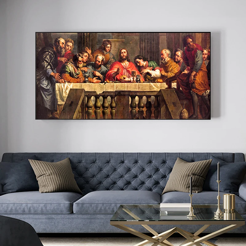 Klassikaline Seina Art Jeesuse Viimase Õhtusöök Lõuendile Maali Nordic Joonis Plakatid ja Prindib Pildi elutuba Decor Cuadros Pilt 2